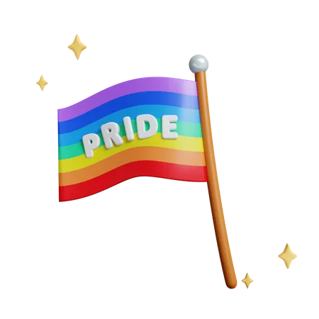 Pride Flag Waving Proudly With Vibrant Colors  3D Icon