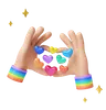 Pride Hands Holding Colorful Hearts