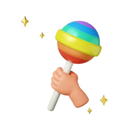 Pride Lollipop mit Regenbogenfarben 3D Icon
