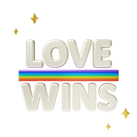 Pride Love Wins Slogan With Vibrant Colors  3D Icon