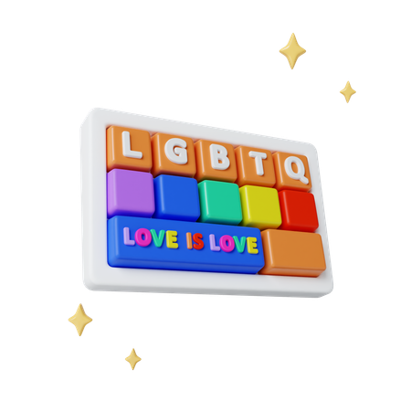 Pride Message With Colorful Blocks Featuring Lgbtq  3D Icon