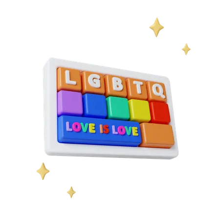 Pride Message With Colorful Blocks Featuring Lgbtq  3D Icon