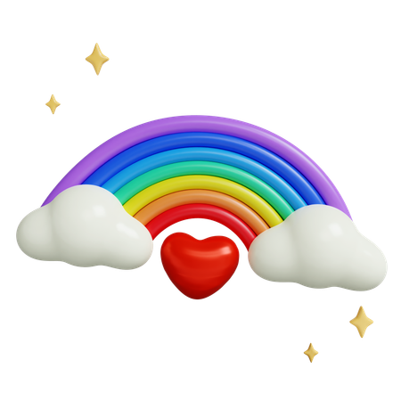 Pride Rainbow With Heart And Clouds  3D Icon