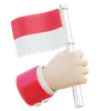 Prideful Hand Raising Indonesian Flag