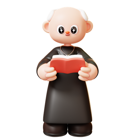Priest With Bible  3D Illustration