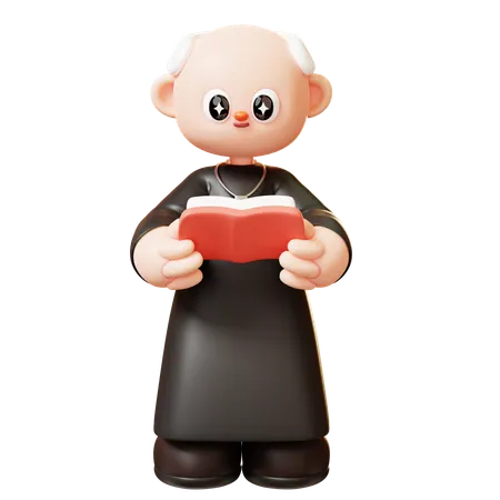 Priest With Bible  3D Illustration