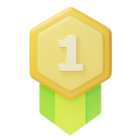 Medalha de ouro do primeiro lugar  3D Icon