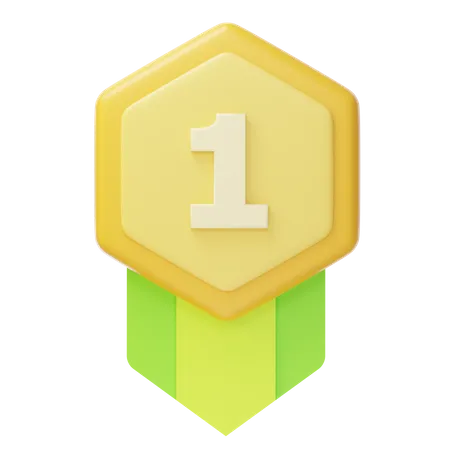 Medalha de ouro do primeiro lugar  3D Icon