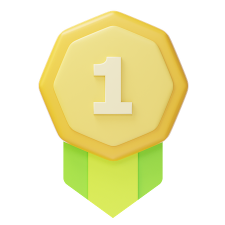 Medalha de ouro do primeiro lugar  3D Icon