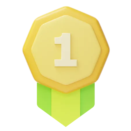 Medalha de ouro do primeiro lugar  3D Icon