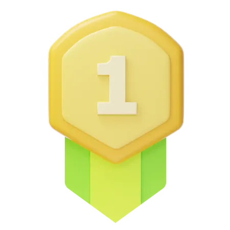 Medalha de ouro do primeiro lugar  3D Icon