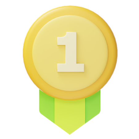 Medalha de ouro do primeiro lugar  3D Icon