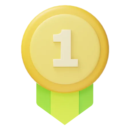 Medalha de ouro do primeiro lugar  3D Icon