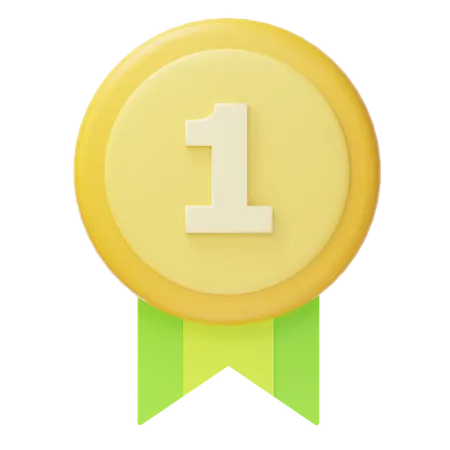 Medalha de ouro do primeiro lugar  3D Icon