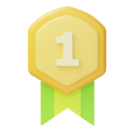 Medalha de ouro do primeiro lugar  3D Icon