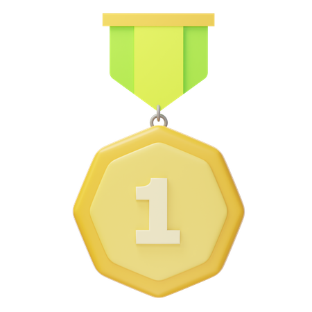 Medalha de ouro do primeiro lugar  3D Icon