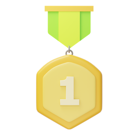 Medalha de ouro do primeiro lugar  3D Icon