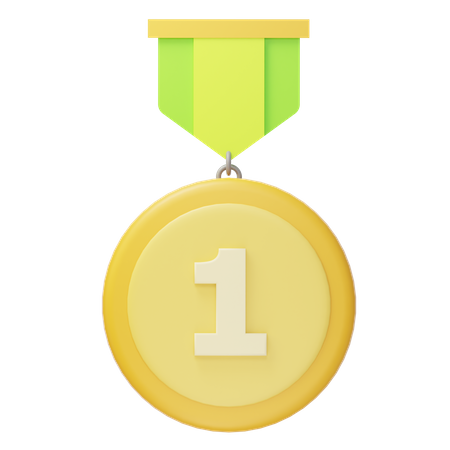 Medalha de ouro do primeiro lugar  3D Icon