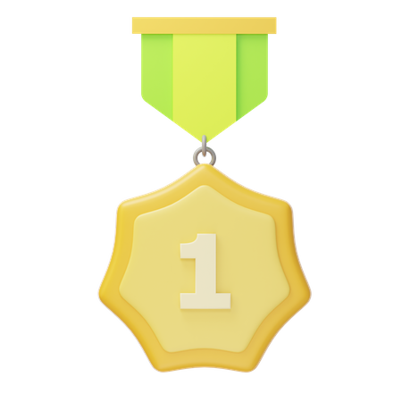 Medalha de ouro do primeiro lugar  3D Icon