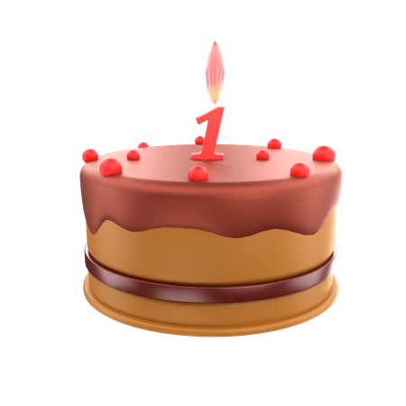 Primer pastel de cumpleaños  3D Icon