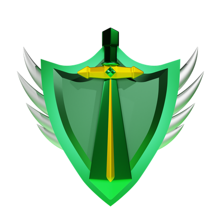 Rango de principiante con espada amarilla y alas verdes  3D Icon