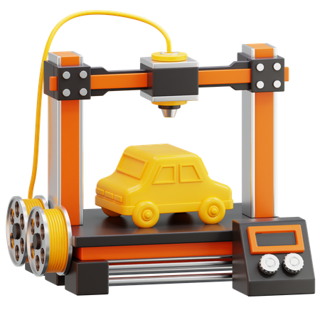 Printer Manufacturing Car Prototype  3D Icon
