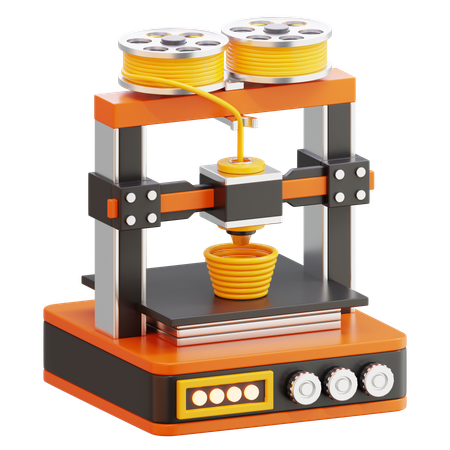 Printer With Filament Spools  3D Icon