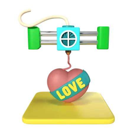 This Is A Printing Heart 3 D Render Illustration Icon It Comes With A High Resolution PSD File And Is Isolated On A Transparent Background 3D Icon