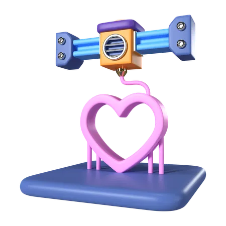 Printing Heart  3D Icon