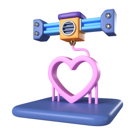 Printing Heart  3D Icon