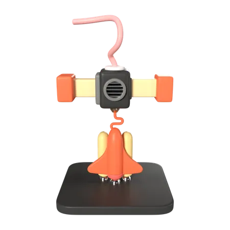 Printing Rocket  3D Icon