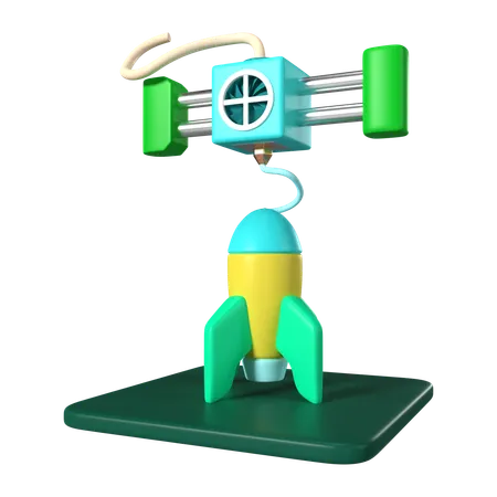 This Is A Printing Rocket 3 D Render Illustration Icon It Comes With A High Resolution PSD File And Is Isolated On A Transparent Background 3D Icon