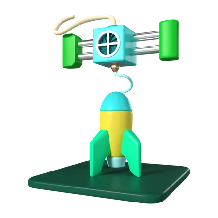 Printing Rocket  3D Icon