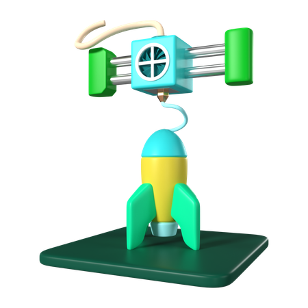 Printing Rocket  3D Icon