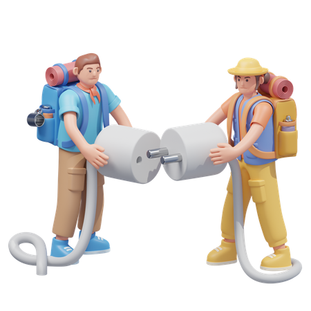 Prise de connexion pour voyageurs  3D Illustration