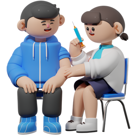 Prendre une dose de vaccin  3D Illustration