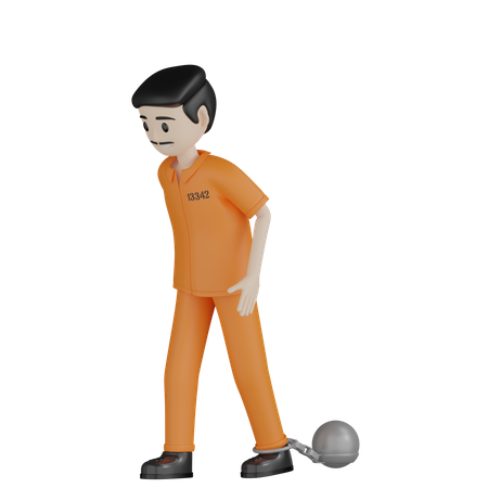 Prisioneiro com algema  3D Illustration