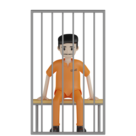 Prisioneiro sentado na cela  3D Icon