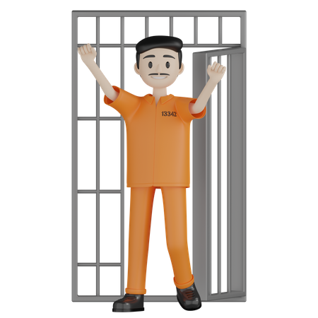 Prisionero feliz liberado bajo fianza  3D Illustration