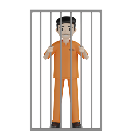 Prisoner In Cell  3D Illustration