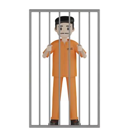 Prisoner In Cell  3D Illustration