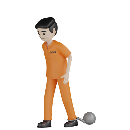 Prisoner With Shackle  3D Illustration