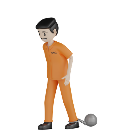 Prisoner With Shackle 3D Illustration