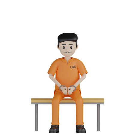 Prisonnier assis sur un banc  3D Icon