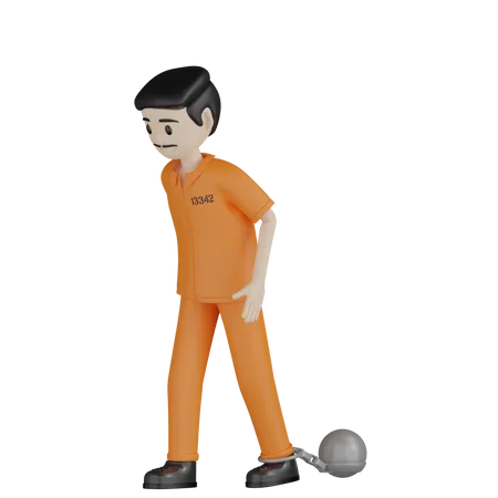 Prisonnier avec des chaînes  3D Illustration