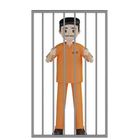 Prisonnier en cellule  3D Illustration
