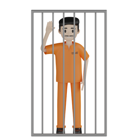 Prisonnier emprisonné tissant la main  3D Illustration