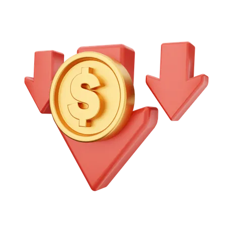 Prix en dollars en baisse  3D Icon