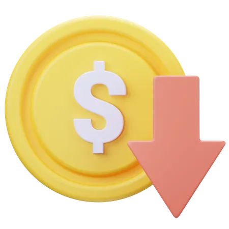 Prix en dollars en baisse  3D Icon
