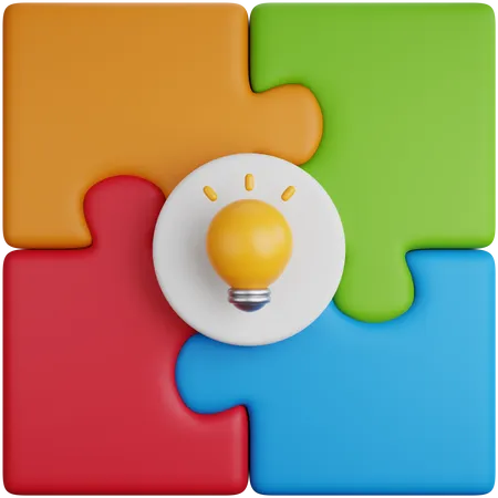 3 D Icon Illustration Puzzles With Brilliant Ideas 3D Icon